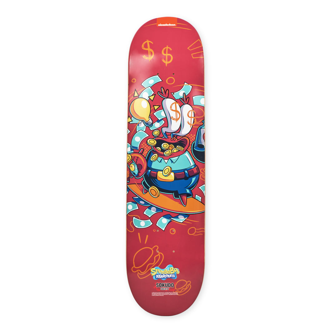 Sokudo Society x Spongebob SquarePants Mr. Krabs Skate Deck